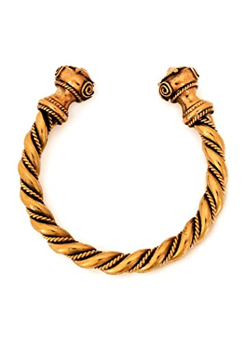 Battle-Merchant - Brazalete celta de alta calidad de bronce, macizo, pulsera de bronce, gótico, collar