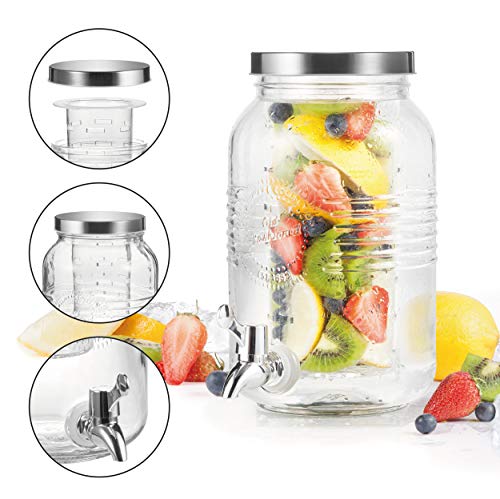 BERELA HOME - Tarro con Grifo Dispensador de Cristal de 3L. Dispensador de Bebidas con Filtro/Enfriador. BERELA HOME - Tarro con Grifo Dispensador de Cristal de 3L. Dispensador de Bebidas con Filtro/Enfriador.