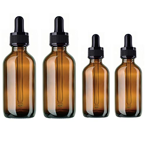 BlueXP4 Pieza Ámbar Botellas 10ml 20ml Marrón Boston de Botellas de Cristal y Pipeta para Aromaterapia Aceites Esenciales y Perfume Medicina Líquidos