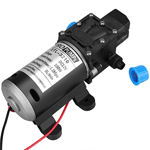 Bomba de agua autocebante, 12V DC 100W 8L / Min 160Psi Diafragma de alta presión. Bomba de agua autocebante para lavadora de automóviles