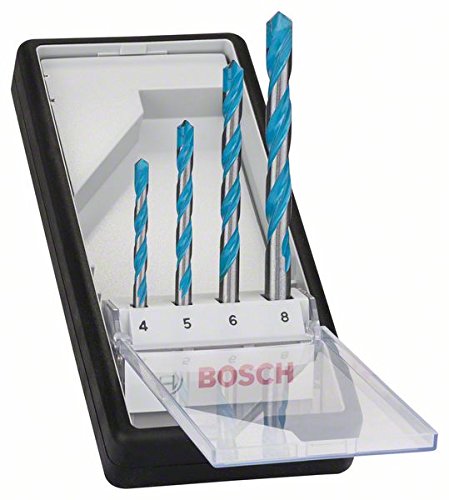 Bosch Professional 2 607 010 521 Juego de 4 brocas multiuso Robust Line CYL-9 MultiConstruction 4 5 6 8 mm, 0 W, 0 V, Acero Inoxidable, Set de 4 Piezas