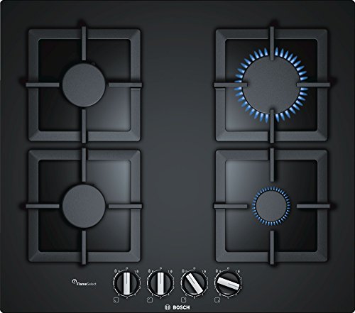 Bosch Serie 6 PPP6A6B20 hobs Negro Integrado Encimera de gas - Placa (Negro, Integrado, Encimera de gas, Vidrio, 1000 W, 1750 W)