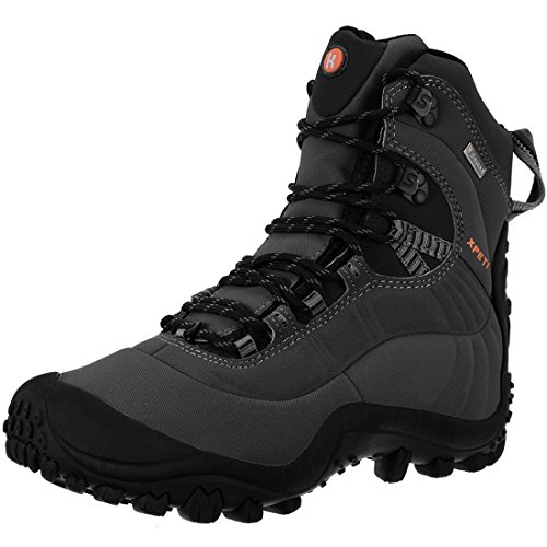 Botas Trekking Hombre Impermeables,XPETI Zapatos de Senderismo Montaña Alpinismo Escalada al Aire Libre Zapatillas Trail Calzado Altas Invierno Bajas Seguridad Gris 41