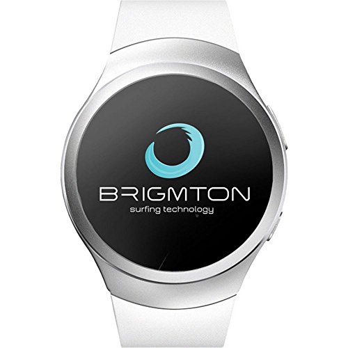 Brigmton Smartwatch BWATCH-BT5B - Reloj Teléfono Bluetooth, Táctil, Compatible con Android 4.3 o Posterior, Blanco