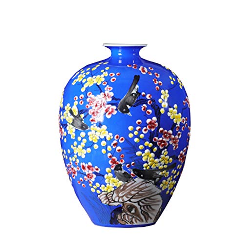 CJH Azul Real Chino hogar Sala de Estar Decoraciones artesanales pintadas a Mano Botella de Porcelana jarrón de cerámica decoración arreglo Floral