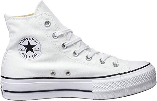 Converse Chuck Taylor CTAS Lift Hi, Zapatillas para Mujer, Blanco (White/Black/White 102), 37.5 EU Converse Chuck Taylor CTAS Lift Hi, Zapatillas para Mujer, Blanco (White/Black/White 102), 37.5 EU