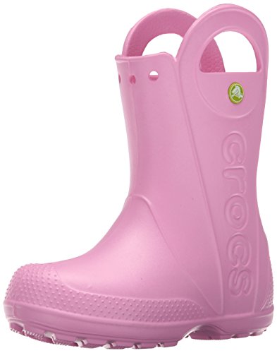 Crocs Handle It Rain Boot K, Botas de Agua Unisex Niños, Rosa (Carnation), 34/35 EU