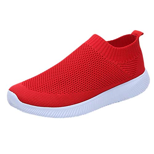 Culater Zapatillas Mujer Malla Exterior Color Sólido Deportivas Runing Zapatillas Transpirables(38,Rojo)