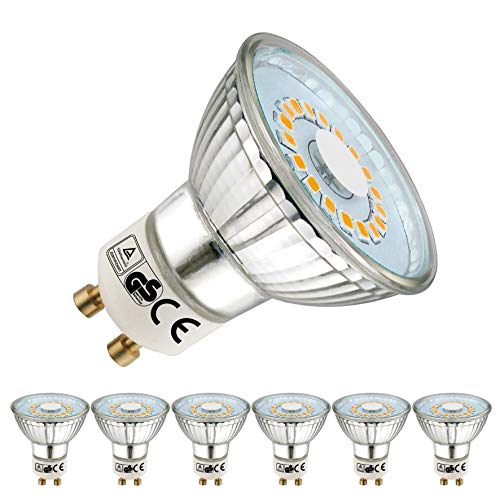 EACLL Bombillas LED GU10 2700K Blanco Cálido 5W 535 Lúmenes Equivalente 50W Halógena. Sin Estroboscópica, 120 ° Luz Blanca Cálida Spotlight LED, 6 Pack