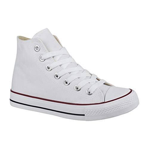Elara Zapatilla Unisex Zapatos Deportivos Cómodos Mujer y Hombre Textil High Top Blanco White-42