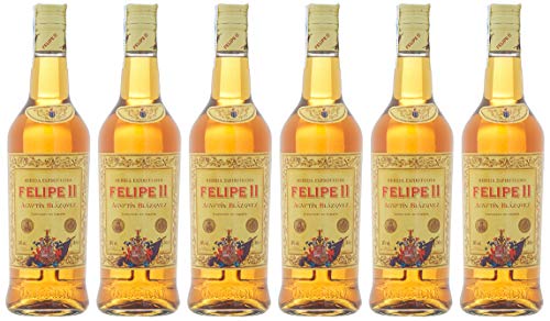 Felipe II Bebida Espirituosa elaborada a base de brandy de jerez 30º - 6 botellas de 70 cl- Total: 420 cl