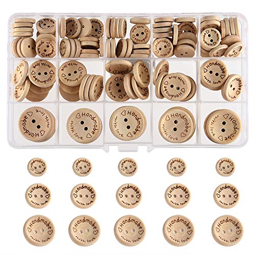 10 Nuevo "Hecho a Mano Madera Natural" Redondo Botones 15mm de diámetro 2 agujeros 10 Nuevo "Hecho a Mano Madera Natural" Redondo Botones 15mm de diámetro 2 agujeros