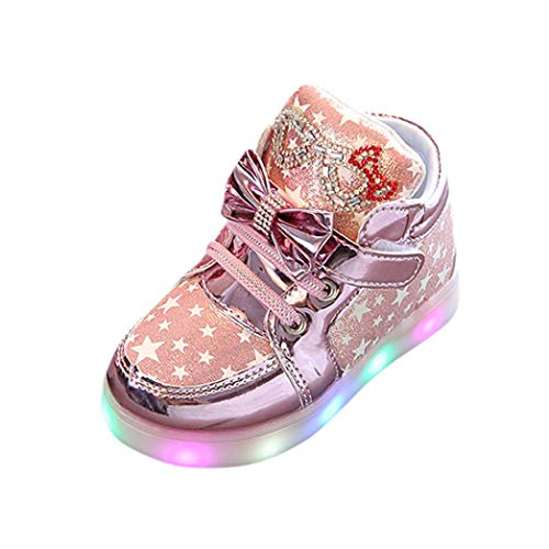 Fossen Zapatos Niña Invierno o Otoño, 1-6 Años Bebe Niño Botas con Luces Zapatillas de Deporte (25 EU, Rosa)