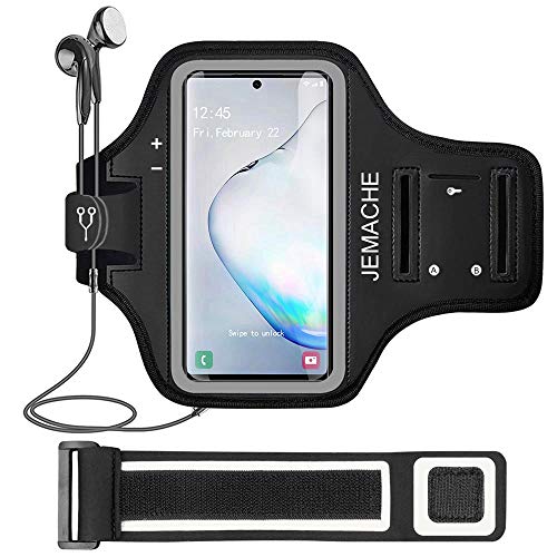 Galaxy Note 10+/9/8 Brazalete, JEMACHE Deportivo Bandas para el Brazo para Samsung Galaxy Note 8 9 10 Plus con Soporte Llave (Negro)