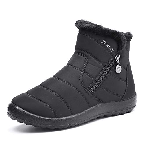 gracosy Botas de Mujer Otoño Invierno Goma Encaje Forro de Piel Punta Redonda 41 gracosy Botas de Mujer Otoño Invierno Goma Encaje Forro de Piel Punta Redonda 41
