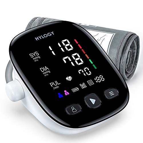 HYLOGY Tensiómetro de Brazo, Monitor de Presión Arterial Digital Automatico con Gran Pantalla LED, Deteccion de Irregular Arritmia, Brazalete 22-42cm, 2x90 Memoria y Recargable USB HYLOGY Tensiómetro de Brazo, Monitor de Presión Arterial Digital Automatico con Gran Pantalla LED, Deteccion de Irregular Arritmia, Brazalete 22-42cm, 2x90 Memoria y Recargable USB