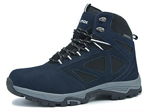 Knixmax-Botas de Montaña para Hombre, Zapatillas de Senderismo Impermeable Antideslizante Zapatos de Deporte Exterior Calzado de Alta Caña Trekking Sneakers (Marrón, Gris, Azul) navy-12
