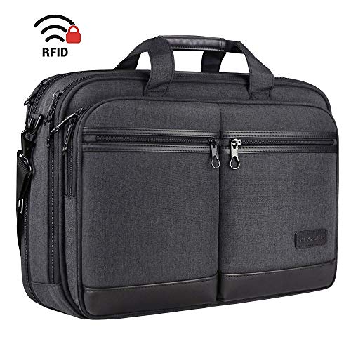 KROSER Bandolera para Portátil de 18" Elegante Maletín para Portátil hasta 17.3" Expandible Hidrófugo Bolsa de Mensajero con Bolsillos RFID para Negocios/Viajes/Universidad/Hombres/Mujeres