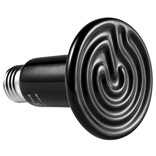 LEDGLE Bombilla de Calor Infrarroja de Cerámica con Emisor de Calor Compacto Bombilla de Lámpara con Bombilla de Plástico E27, Negro (100W)