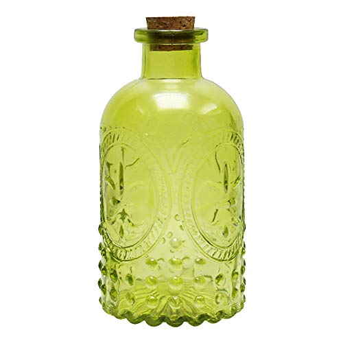 Leezo 2020 - Jarrón de cristal tallado retro de corcho, botella de cristal, jarrón de aromaterapia, decoración del hogar, jarrón de decoración de temperamento verde