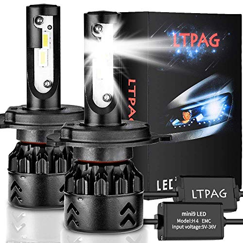 LTPAG Bombilla H4 LED Coche, 2pcs 72W 12000LM Lampara H4 LED 12V/24V Luces LED Coche H4, Faros Reemplazo de Halógena y Kit Xenón H4, Blanco 6000K, Garantía de 2 años