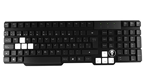 Mars Gaming MKHA0 - Teclado gaming para PC (respuesta ultra-rápida, iluminación LED blanca, anti-ghosting, teclas elevadas y extraíbles, base metálica, USB oro), color negro