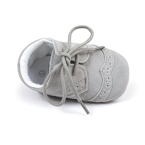 Matt Keely Bebé Niños niñas Suela Blanda Zapatos Bebe niña Infantil Zapatos con Cordones, Color Gris, Talla 3-6 Meses