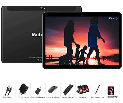 MEBERRY Tablet 10 Pulgadas Android 9 Pie Ultrar-Rápido Tablets 4GB RAM + 64GB ROM - Certificación Google gsm - Dual SIM - 8000mAh |WI-FI|Bluetooth|GPS| Type-C Tablet (5.0+8.0 MP Cámara) - Negro