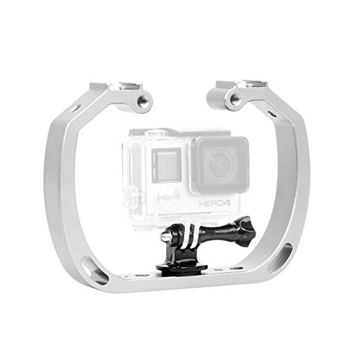 Mekingstudio Buceo Soporte Estabilizador Portátil de Doble Brazo Impermeable Bajo el Agua con 1/4 Tornillo Bracket Holder para Hero Session Xiaomi Yi SJCAM Cámara Deportiva