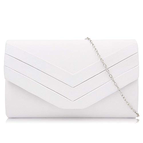 Milisente Mujer Embragues Ante Sobre Bolsa de noche Clásico Cartera de mano (Blanco) Milisente Mujer Embragues Ante Sobre Bolsa de noche Clásico Cartera de mano (Blanco)