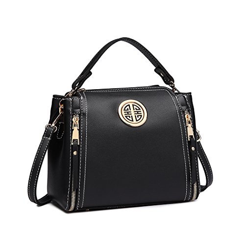 Miss Lulu Marca Mujeres Top Mango Bolsa Pu cuero cruzada bolso elegante bolso bolso pequeño clásico para mujer bolso de hombro (Negro) Miss Lulu Marca Mujeres Top Mango Bolsa Pu cuero cruzada bolso elegante bolso bolso pequeño clásico para mujer bolso de hombro (Negro)