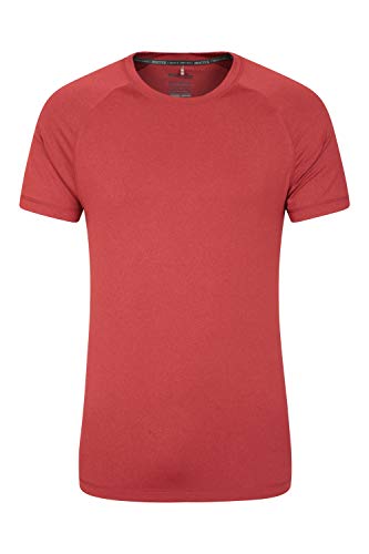 Mountain Warehouse Agra Camiseta mélange para Hombre - Ligera, cómoda, con Cuello Redondo, de Secado rápido y protección UV - para Viajar y Caminar Rojo M