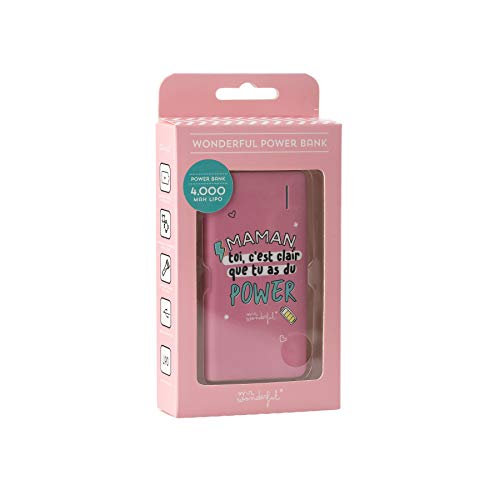 Mr. Wonderful Batería Externa 4000 mAh - Diseño Maman TOI, C'est Clair Que Tu As Du Power Compacta y Conexión Micro USB Mr. Wonderful Batería Externa 4000 mAh - Diseño Maman TOI, C'est Clair Que Tu As Du Power Compacta y Conexión Micro USB