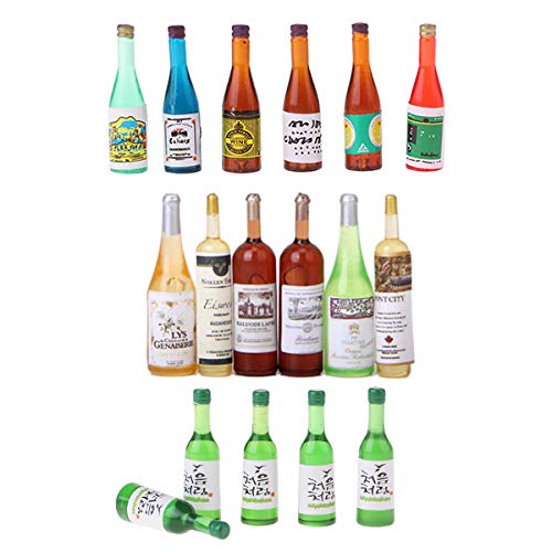 P Prettyia 3 Packs Botellas de Licor Miniatura Bebidas de Vino Juguetes de Niños para 1/12 Escala de Casa de Muñecas