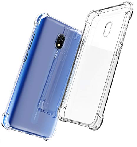 QHOHQ Funda para Xiaomi Redmi 8A, Cases Silicona Thin Slim TPU Anti-caída Cuatro Esquinas para Xiaomi Redmi 8A-Transparente