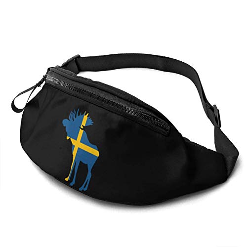 Riñonera para cintura con diseño de bandera de Suecia y corredor con logotipo de orignal