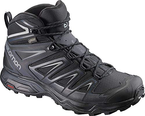 Salomon X Ultra 3 Mid GTX, Botas de Senderismo para Hombre, Negro (Black/India Ink/Monument), 42 EU