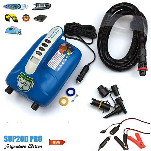 Seamax SUP20D 20 PSI Bomba de aire eléctrica de doble etapa para SUP y barco, nueva versión inteligente Firmware con sensor de temperatura integrado y protección de voltaje Seamax SUP20D 20 PSI Bomba de aire eléctrica de doble etapa para SUP y barco, nueva versión inteligente Firmware con sensor de temperatura integrado y protección de voltaje