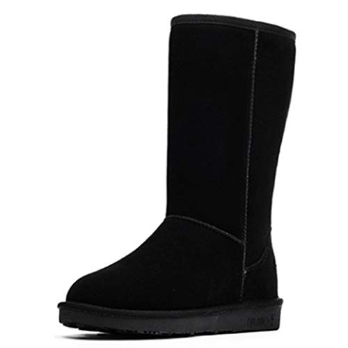 SIKESONG Botas Altas Cuero Antideslizante De Fondo Plano con Raquetas De Nieve Femenino Nuevo Botas Botas De Algodón Color Chocolate 7