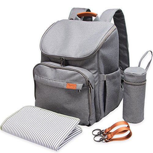 Teamoy Bolso maternal para Carritos de Bebé Bolsa de pañales impermeable mochila térmica para biberón,Gris