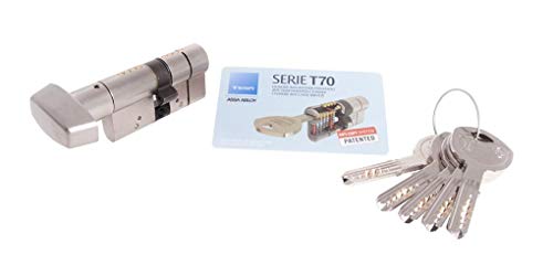 Tesa Assa Abloy Cilindro de Alta Seguridad, Botón - Leva Larga, Niquelado, 30X30 Mm Tesa Assa Abloy Cilindro de Alta Seguridad, Botón - Leva Larga, Niquelado, 30X30 Mm