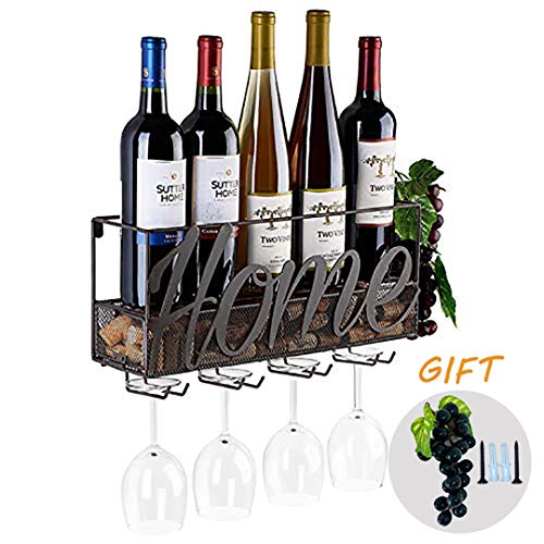 Tinyuet Porta Botella de Vino | Botellero | Caja de Vino de Pared | Porta Botella y Vaso | Decoraciones para el Hogar y la Cocina | - Home