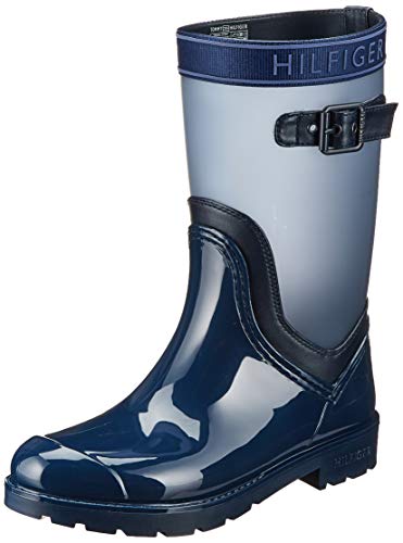 Tommy Hilfiger Translucent Detail Rain Boot, Botas Chelsea para Mujer, Azul (Tommy Navy 406), 37 EU