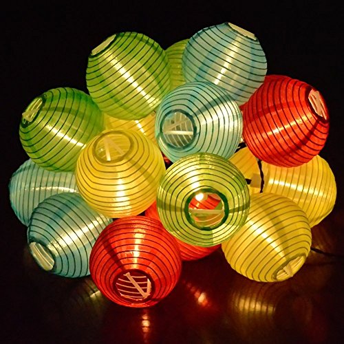 TR Turn Raise 4.8 Metros 20 LED Guirnaldas de Luces Farolillos Solares Exterior Impermeable para Decoración Jardines Casas Bodas（Multicolor）