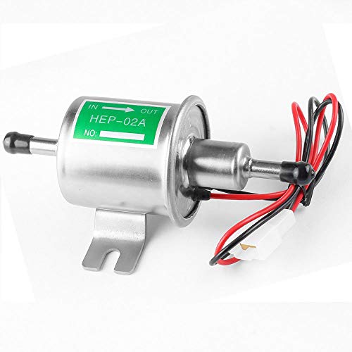 Universal Automotive modificado HEP-02A 12 V Heavy Duty Metal eléctrica bomba de combustible para gasolina y diesel (Plata)