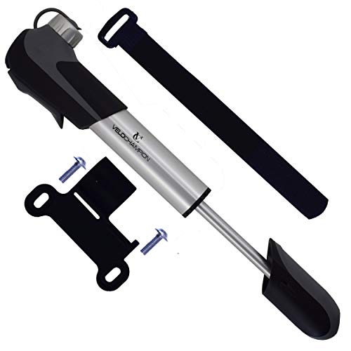 VeloChampion 'UNO' Smart Mini Alloy Pompa per Bici e Kit di attrezzi per riparazione di punte Senza colla - Adatta a Presta & Schrader 80 PSI - Nessuna sostituzione Della valvola necessaria (Bomba)