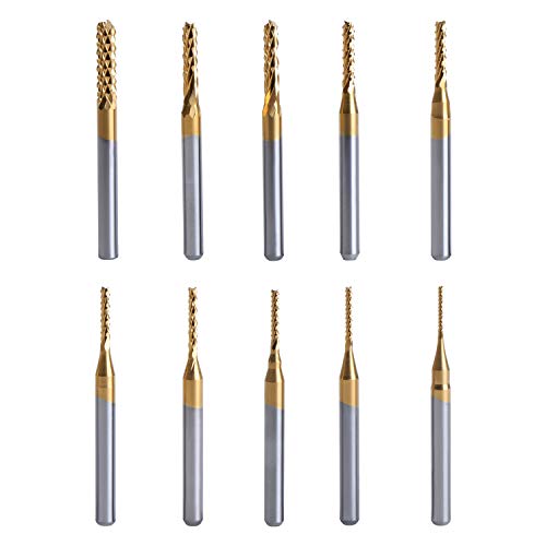 WiMas - Juego de 10 brocas fresadoras CNC para fresadora de extremo a fresa, vástago de 1/8 pulgadas, juego de puntas rotativas CNC, fresas giratorias, fresas de extremo microenrutador WiMas - Juego de 10 brocas fresadoras CNC para fresadora de extremo a fresa, vástago de 1/8 pulgadas, juego de puntas rotativas CNC, fresas giratorias, fresas de extremo microenrutador