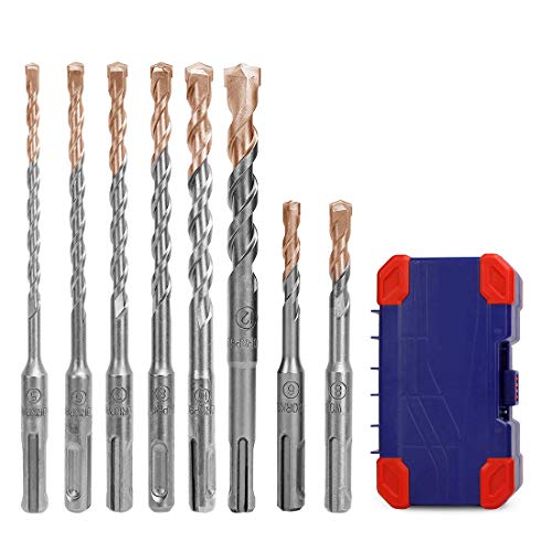 WORKPRO 8 Piezas Juego de Brocas SDS Plus, Taladro SDS, Caja de Transporte,Brocas Ø 5/6/7/8/10/12 mm para Ladrillos, Hormigón, Piedras y Cemento WORKPRO 8 Piezas Juego de Brocas SDS Plus, Taladro SDS, Caja de Transporte,Brocas Ø 5/6/7/8/10/12 mm para Ladrillos, Hormigón, Piedras y Cemento
