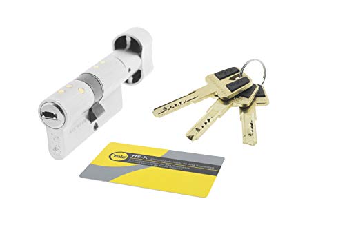 Yale, HSKP3030NM4, Cilindro de Seguridad, HSK, Doble Embrague, Leva Larga, Llave - Botón, Niquelado, 30 x 30 mm Yale, HSKP3030NM4, Cilindro de Seguridad, HSK, Doble Embrague, Leva Larga, Llave - Botón, Niquelado, 30 x 30 mm