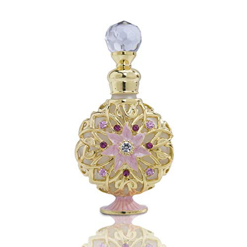 YU FENG - Botellas de perfume de cristal antiguo con cuerpo plano rellenable, botella de cristal vintage